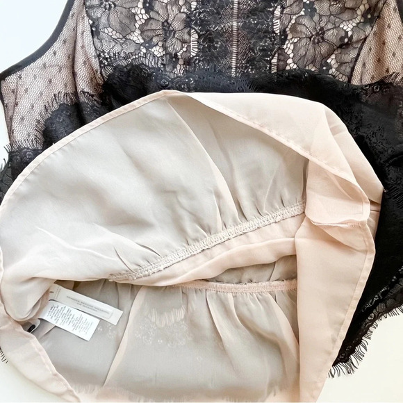 NWOT Ann Taylor Loft Lace Peplum Sleeveless Top XS Petite Black Cream/Blush Pink - Picture 11 of 12